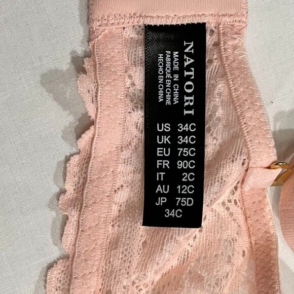 Natori Lace Underwire Bra Sheer Floral Soft Pink Unlined Feminine Style 34C - Picture 6 of 8
